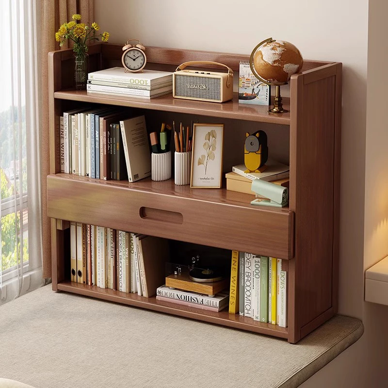Natural Bamboo Home Desktop Organizer Multi-Tier Window Sill Bookshelf Balcony Storage Cabinet for Living Room