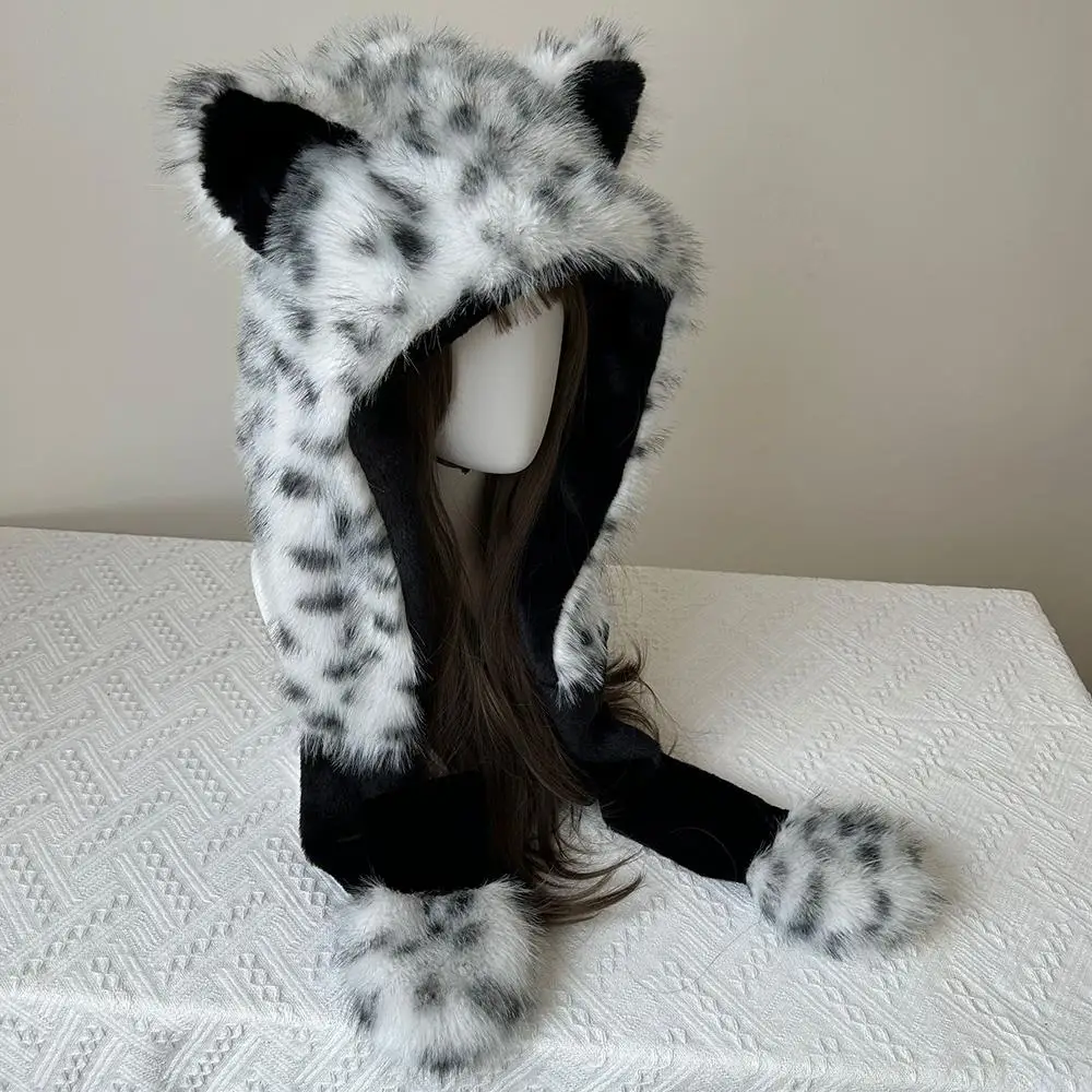 عيد الميلاد الرنة قرن الوعل قبعة شتاء دافئ واقي أذن البلوز قبعة Y2K Harajuku القوطية لوليتا قبعة فو الفراء الذئب ليوبارد قبعة
