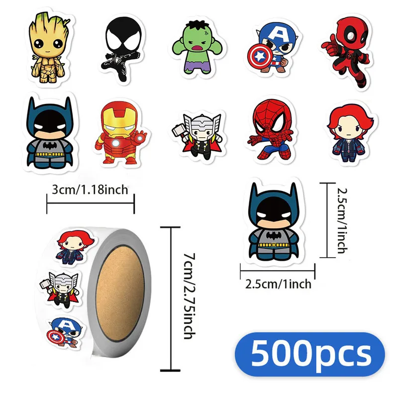 Avengers Mini Stickers Roll   Waterproof Small Pattern Stickers For Laptop Envelope Seal Diy Decoration 500pcs