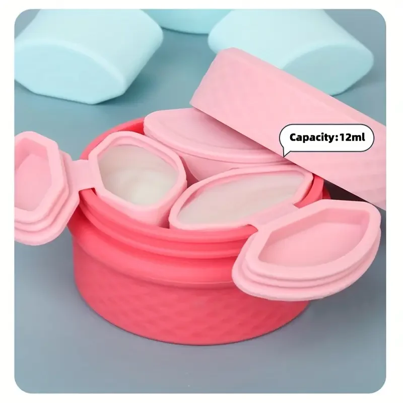 

Refillable Travel Silicone Container with Leak-Proof Lids and Spoons for Cream Skincare Makeup Storage and Cosmetic Organization