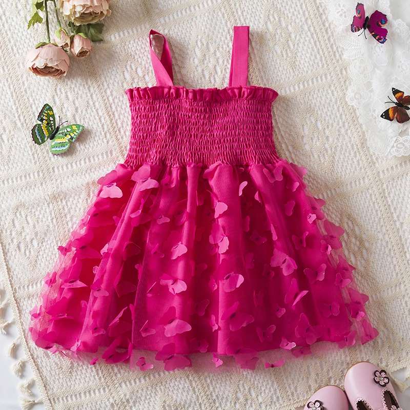 Baby Girls Clothes for Party 2024 New Summer Princess Dress for 2-6Y Children Clothings 3D Butterfly Cute Baby Carnival Costumes