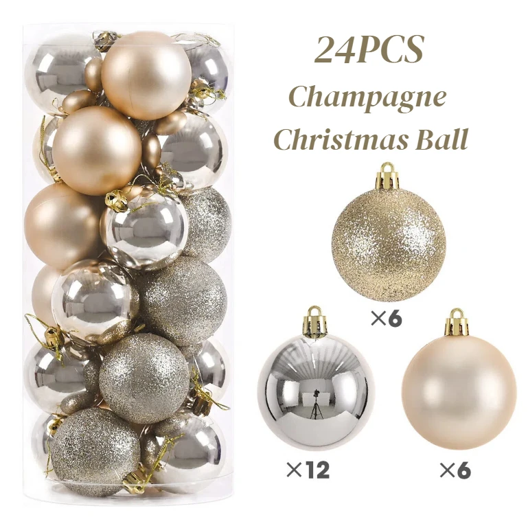Uflower 24Pcs 3CM Christmas Balls Christmas Tree Pendant Ornaments for Home Party Decor New Year Navidad Gifts Accessory