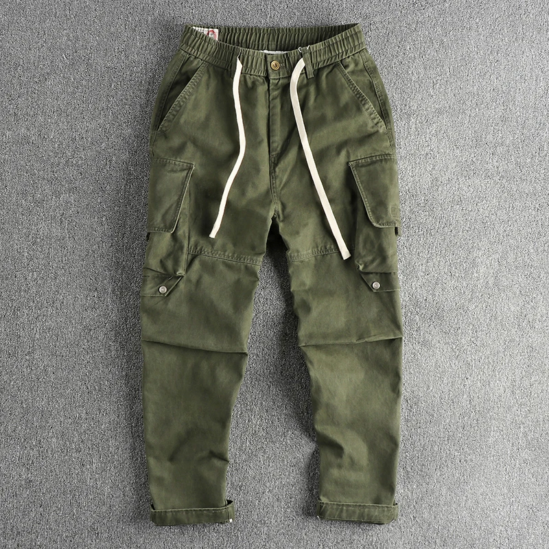 Autumn Twill Wash Functional Retro Cargo Casual Pants Men's Three-dimensional Pocket Trend Loose Haren Pants