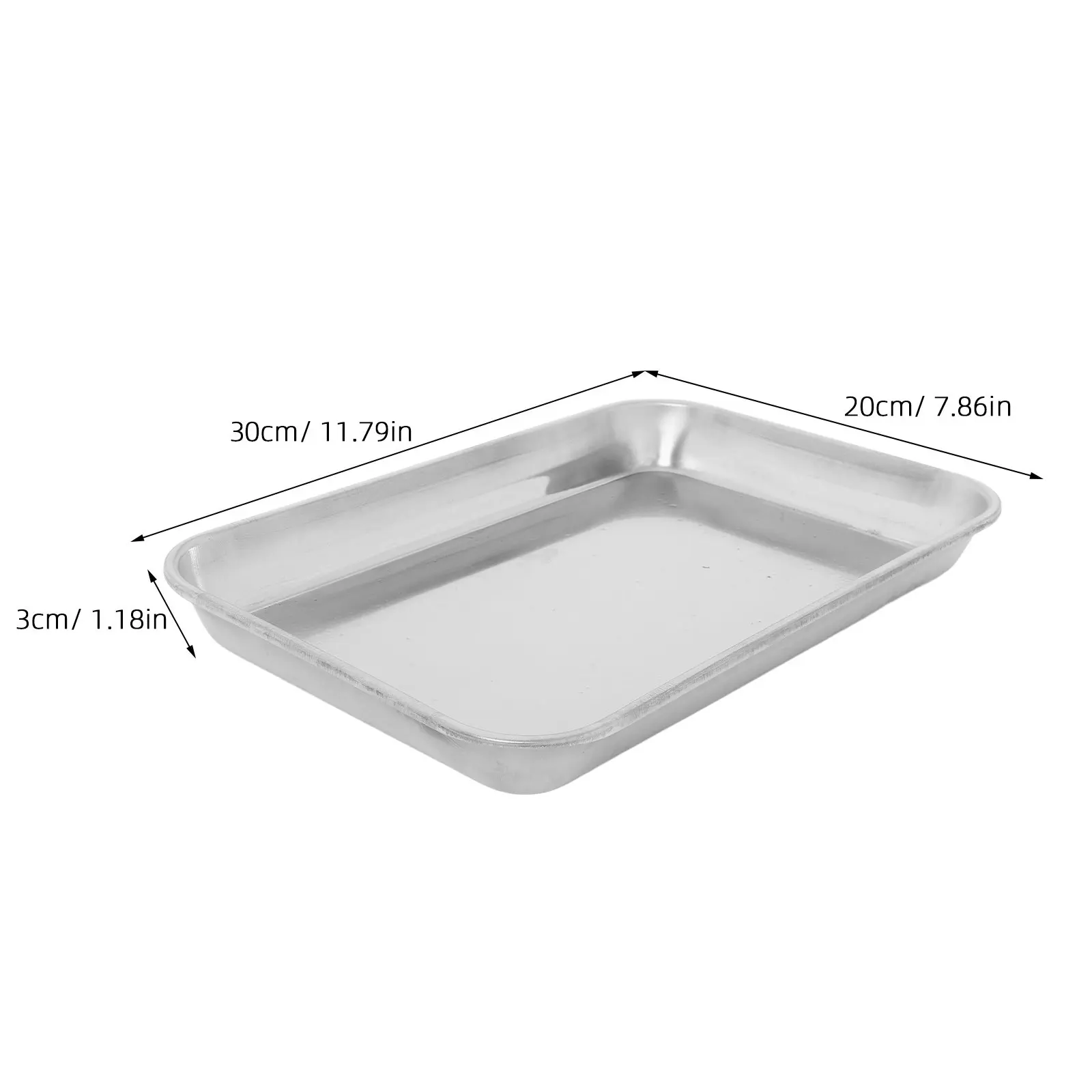 Rectangular Stainless Steel Laboratory Tray Flat Bottom Thickened Metal Tray for Samples and Chemical Experiments