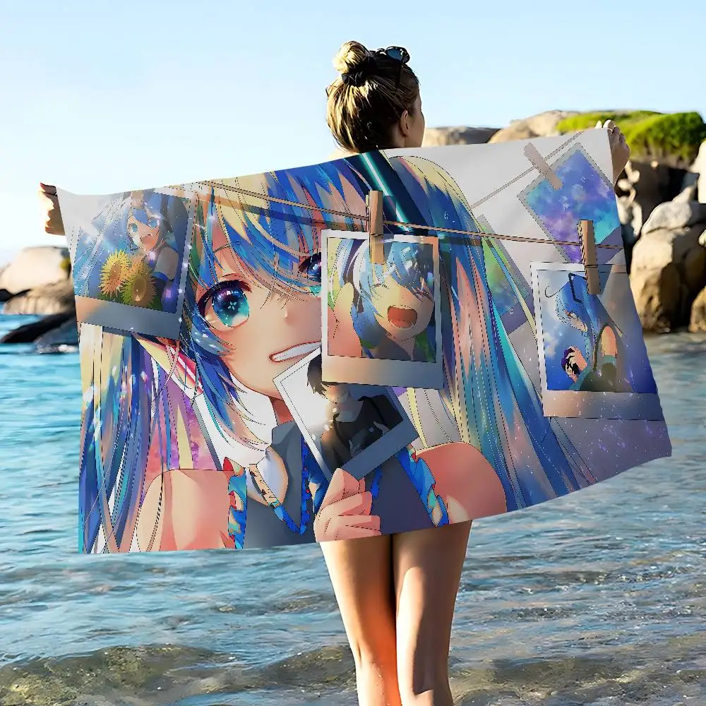 Virtual Singer M-Miku Cute Big Microfiber Beach Towels Quick Dry Towel Sand Beach Towels Pool Towel for Travel Swim Pool Yoga