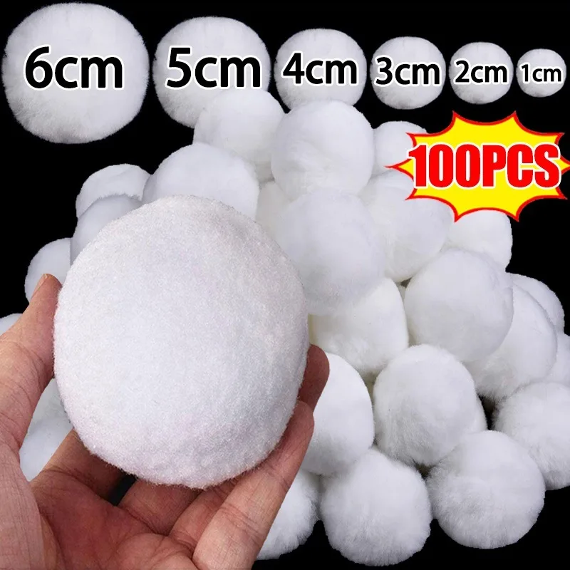 Snow Balls White Fur Pompom Hairball for Xmas Tree Pendant Kids Play Toys Indoor Outdoor Toy Christmas Decoration Snowballs