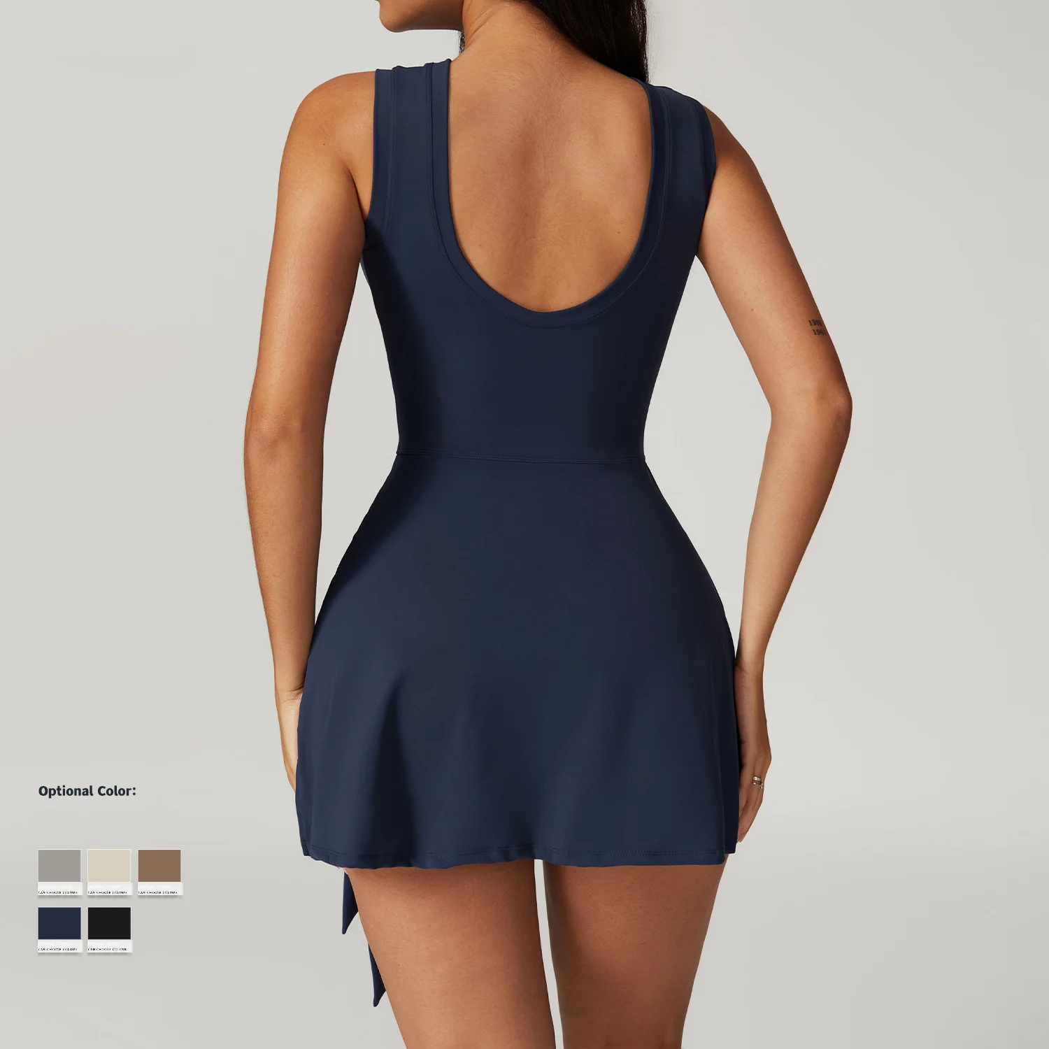 Women Sleeveless Wrap Tie Tennis Dress Built-in Shorts Crew Neck Slim Fitness Golf Pickleball Outfit Breathable Stretch Workout