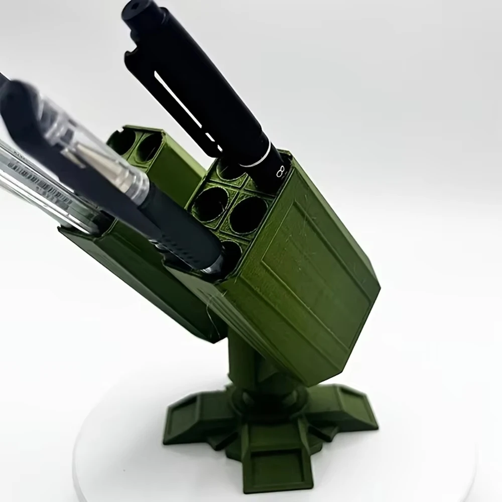 3D Printed Anti Aircraft Gun Pen Holder Military Missile Multi-Compartment Desk Organizer,Ideal Gift for Military Enthusiasts