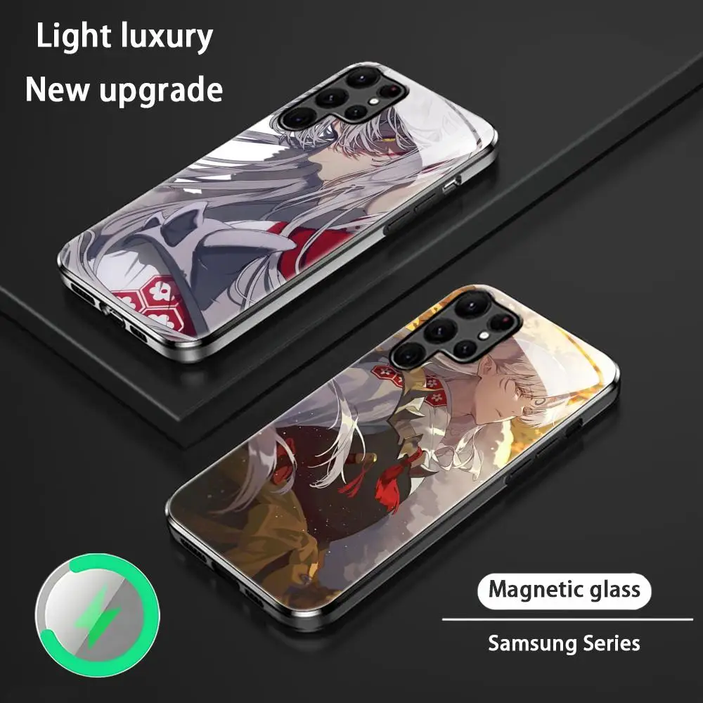 Japan Inuyasha Anime Phone Case For Samsung S24 S23 S22 S21 S20 Plus Ultra Note20 Glass Magnetic Phone Case