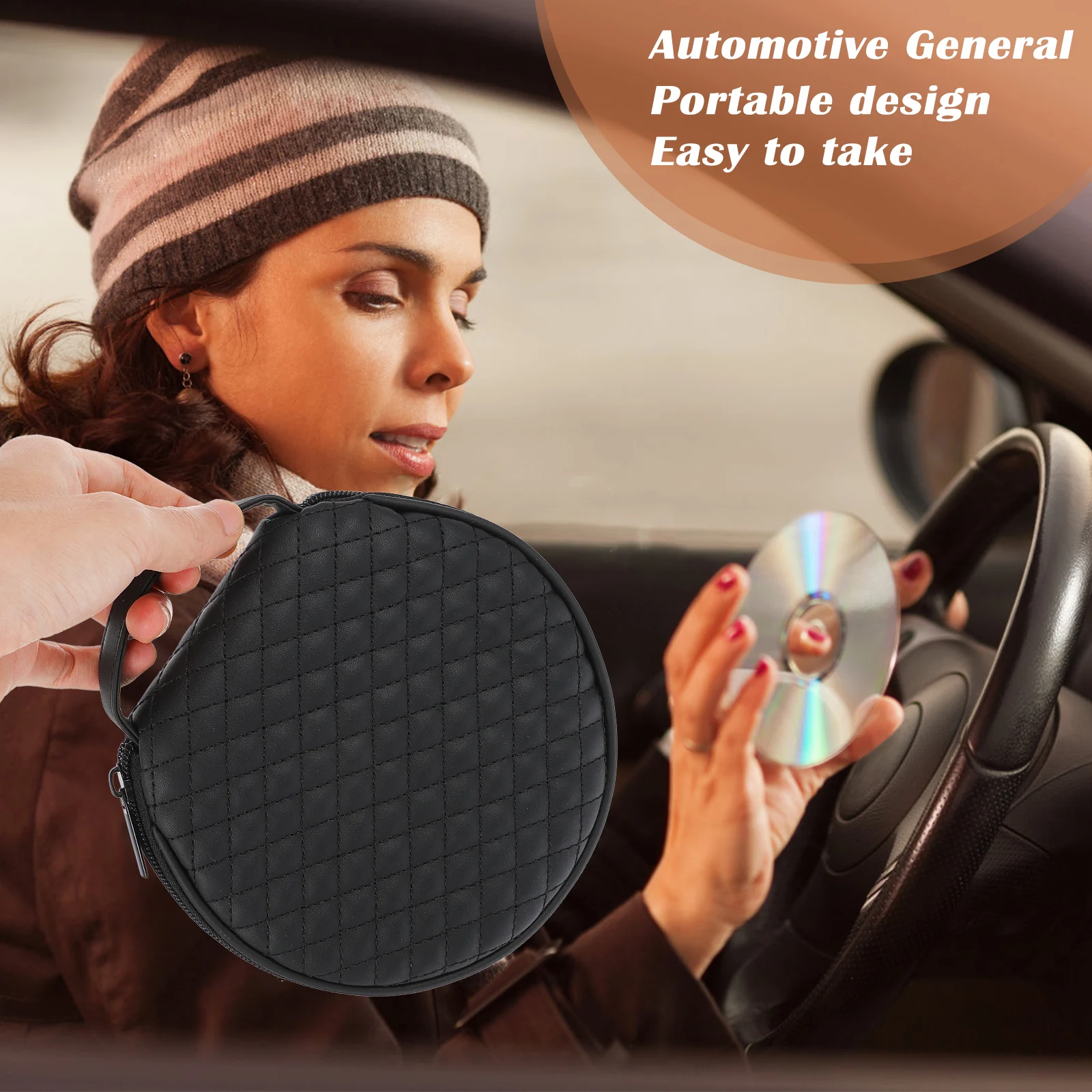 

1Pcs Car Cd Bag Durable Material Good Craftsmanship Convenient Carry Handle Multi-Functional Disc Storage Car Cd Bag