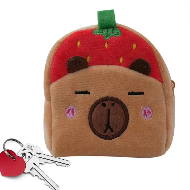 Plush Cash Purse Capybara-Themed Cash Pouch Cartoon Wallet Portable Organization Pouch Adults Multi-Functional Money Bag for