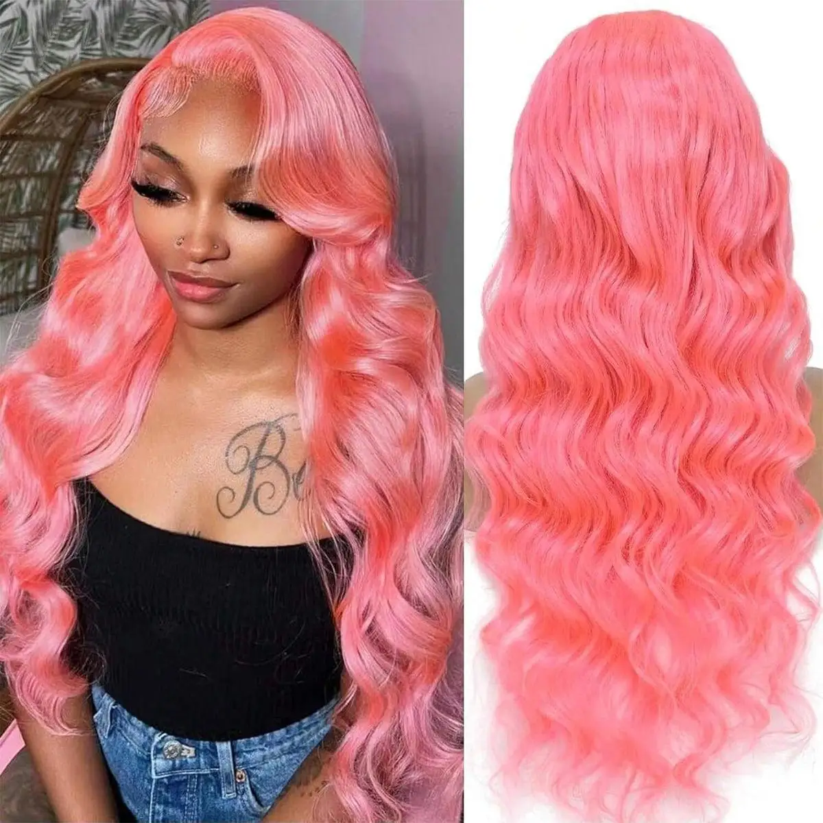 

Light Pink 13x4 HD Lace Frontal Wig Body Wave 100% Human Hair Wigs Red Colored Wig 30 Inch 13x6 Brazilian Hair Wigs for Women