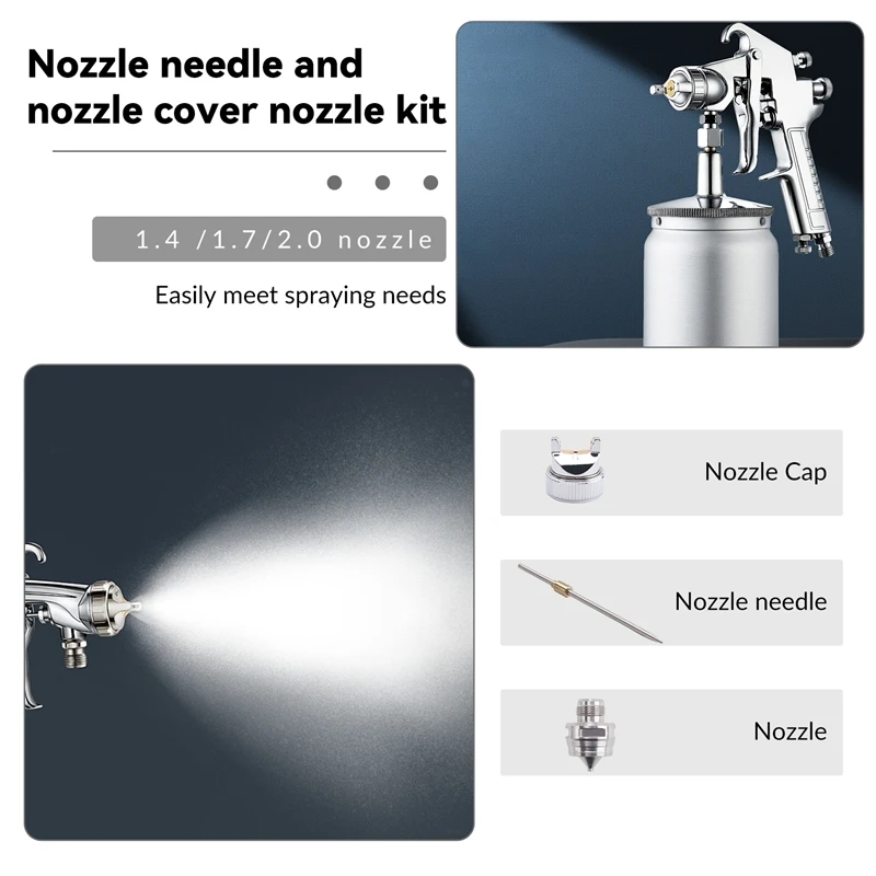 Alat semprot Air Nozzle 1.4 Mm/1.7Mm/2.0Mm, Kit alat semprot cat udara, mulut pipa dan tutup nozel, suku cadang alat semprot udara