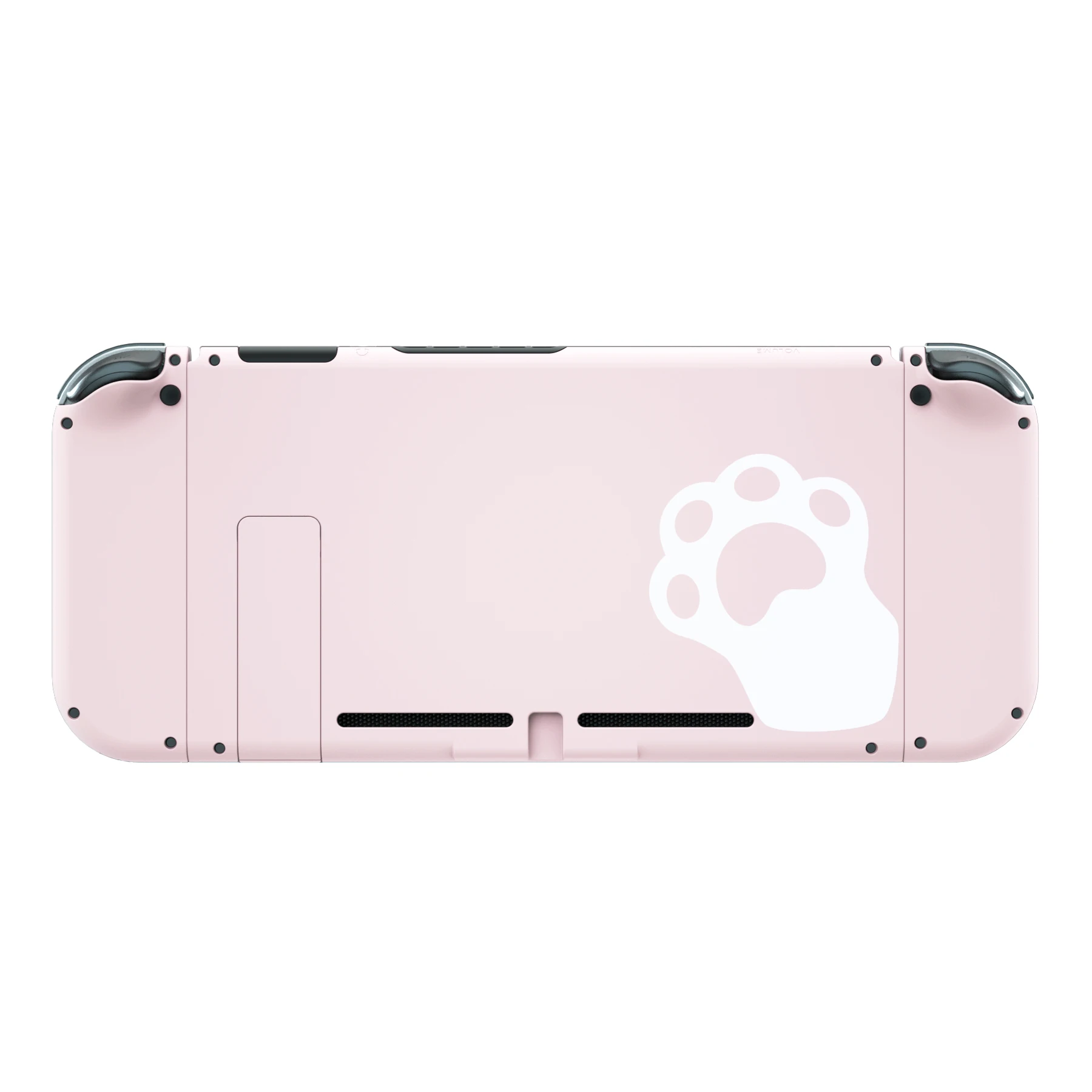 EXtremeRate Cherry Blossom Pink Cat Paw Soft Touch Grip Back Plate + Controller Shell dengan Tombol Set Lengkap untuk Nintendo Switch