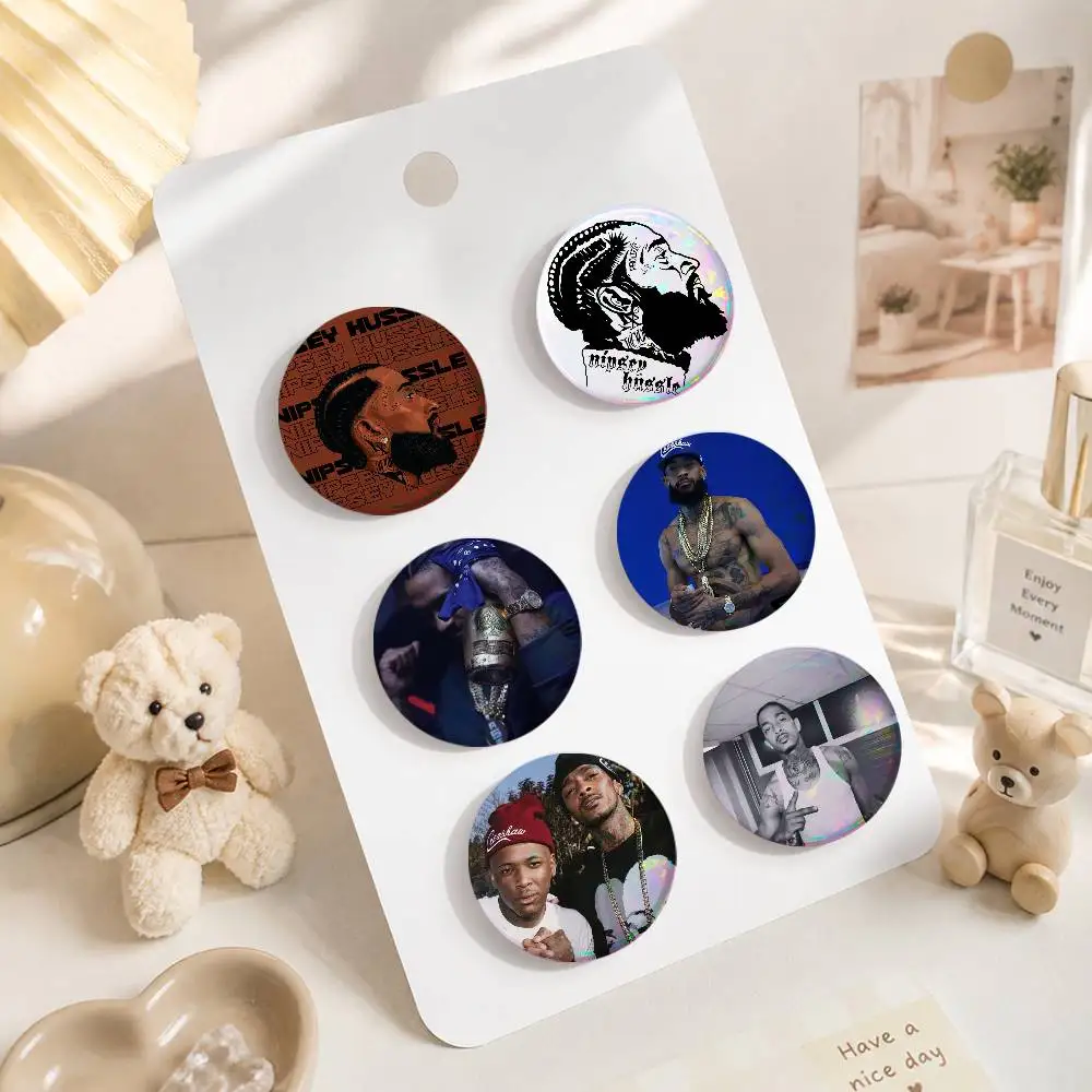 A-Nipsey H-Hussle Art Badges Button Round Creative Pin Brooch Badge Bag Decor Accessories Fans Collect Friends Gifts
