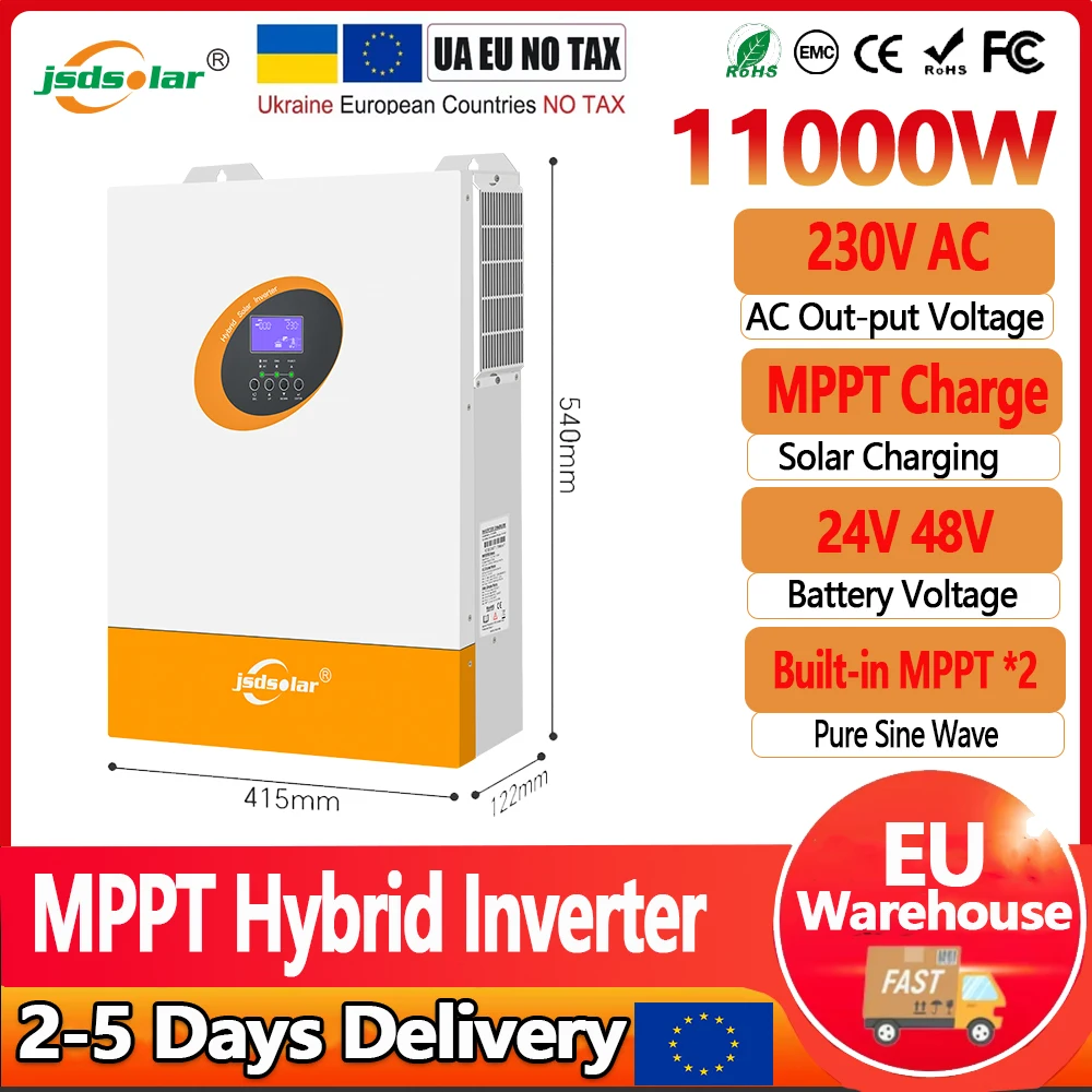 4KW 5.5KW 11KW Solar Power Hybrid Inverter 24V 48V 230Vac MPPT Charge Controller 120A 160A Fast Delivery Fit Lifepo4 EU Stock