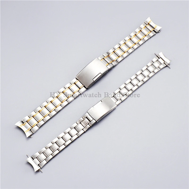 Curved End Stainless Steel Watch Band 20/22mm for Seiko for Rolex Universal WristBand Metal Bracelet Men Women Watch Accessories