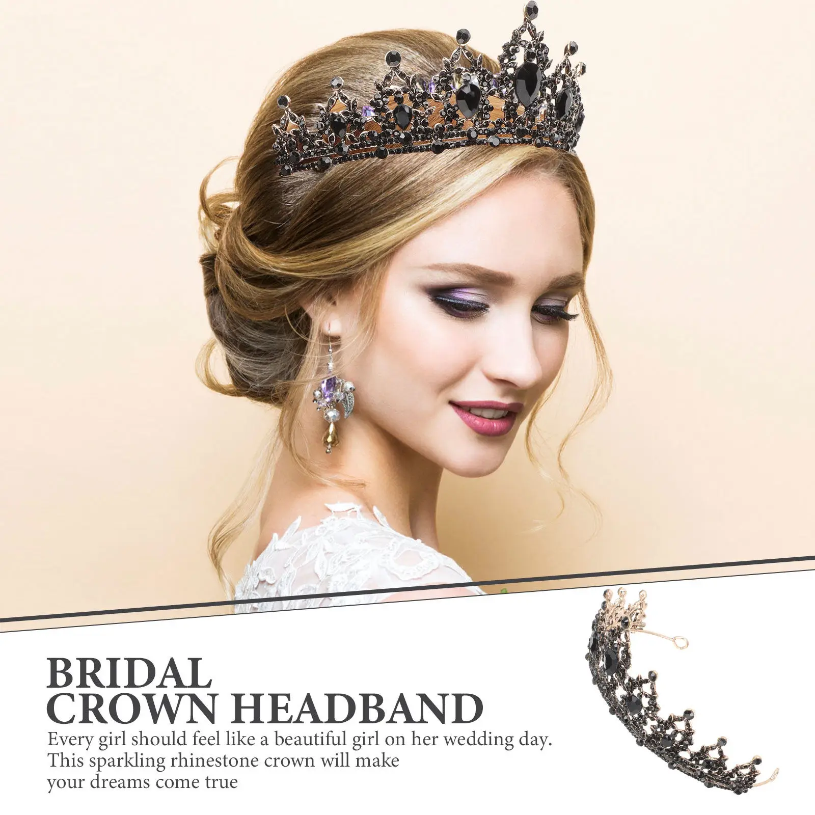 Vintage Bridal Rhinestone Crown Hairband Delicate Jeweled Headpiece for Wedding Party Prom Photography Accessory Chic Elegance