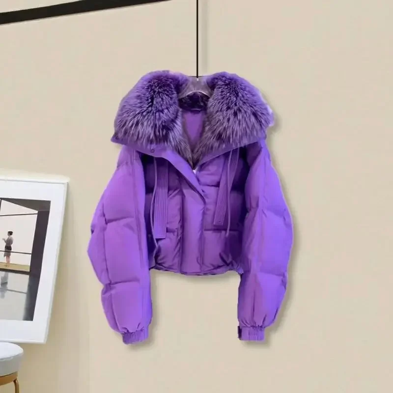 Fashionable Down Cotton Jacket Popular High-end Small Fragrant Style Large Fur Collar Thick Coat, Women\'s Winter New 2024