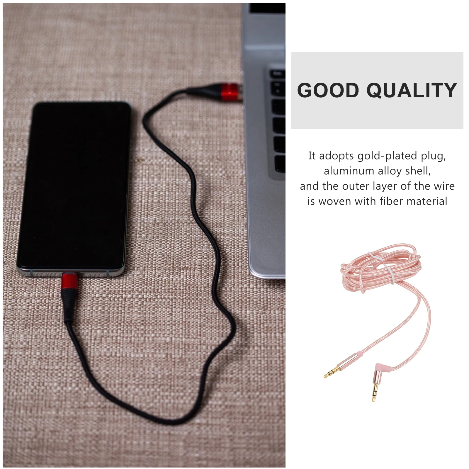 

1pc 3.5Mm Audio Cable Aux Cord For Headphone Speaker Male To Male Flexible Copper Wire Compatible With Phone Laptop Stereo