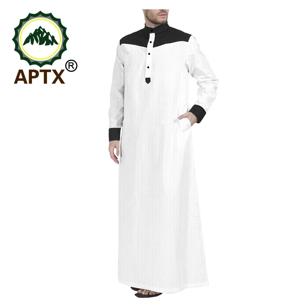 APTX African Clothes Muslim Robe Fashion Men\'s Jubba Thobe Tailor Made Single Breasted Loose Casual Style Jubba Thobe T2014009