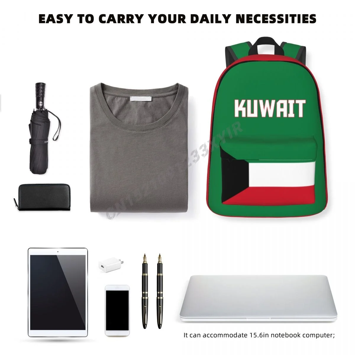 Unisex Backpack Kuwait Flag Kuwaitis Stitch Schoolbag Messenger Bag Case Laptop Travel Bag Mochila Gift