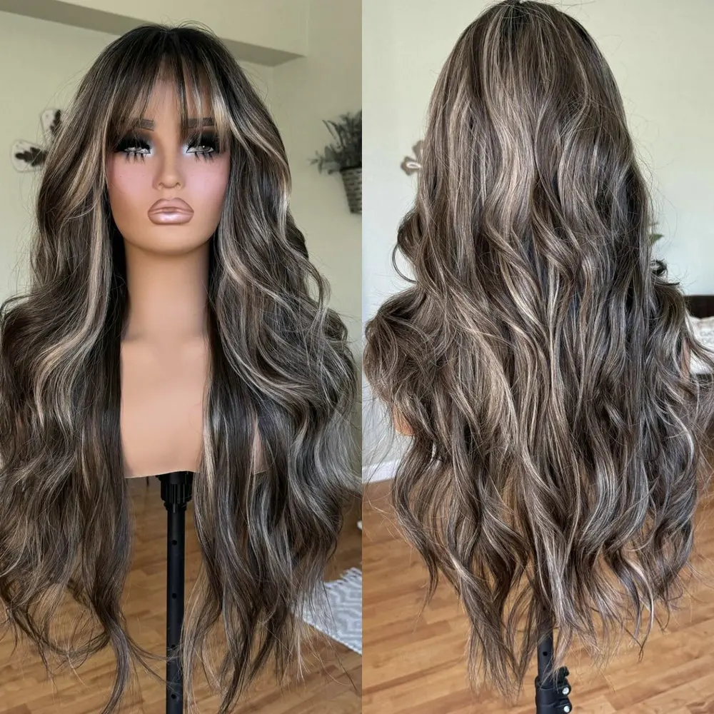 360 Lace Frontal Perücken 13x3 Lace Front Perücken für Schwarze Frauen 100% Echthaar Aschblond mit Highlights Natürlicher Haaransatz Vollspitzenperücken – Detail 1