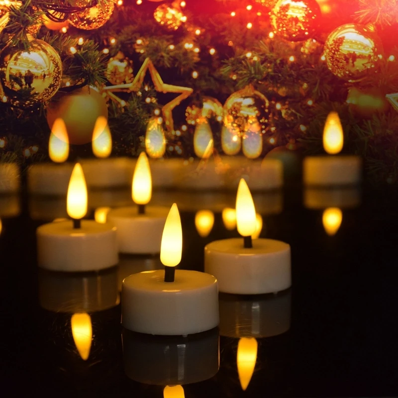 12pcs Battery Operated Tea Lights Mini Flameless LED Tealight Candle for Wedding Party Holidays Home Decoration Outdoor