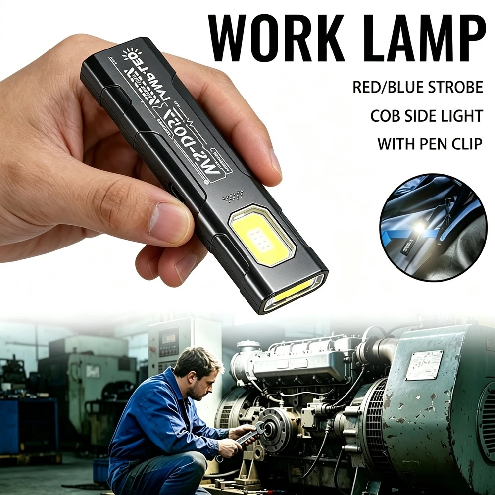 1-3PCS Mini LED Flashlight With COB Tail Magnet USB Rechargeable Emergency Lantern Hat Clip Light For Camping Running Working