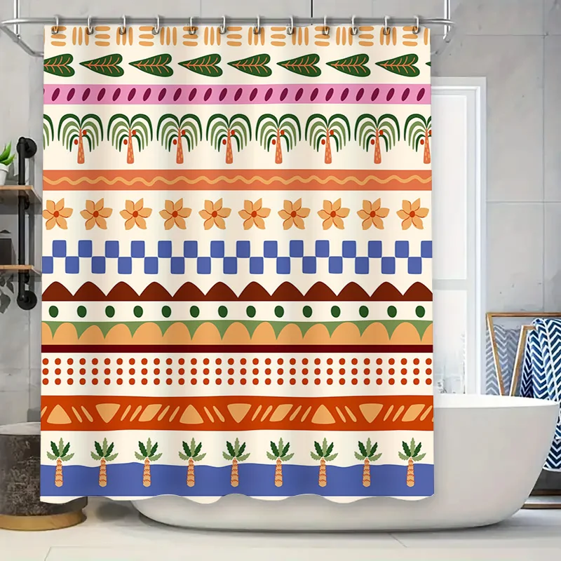 

Vintage-inspired Shower Curtain Set 12 Piece Floral Decor Waterproof Fabric for Bathroom Decorations