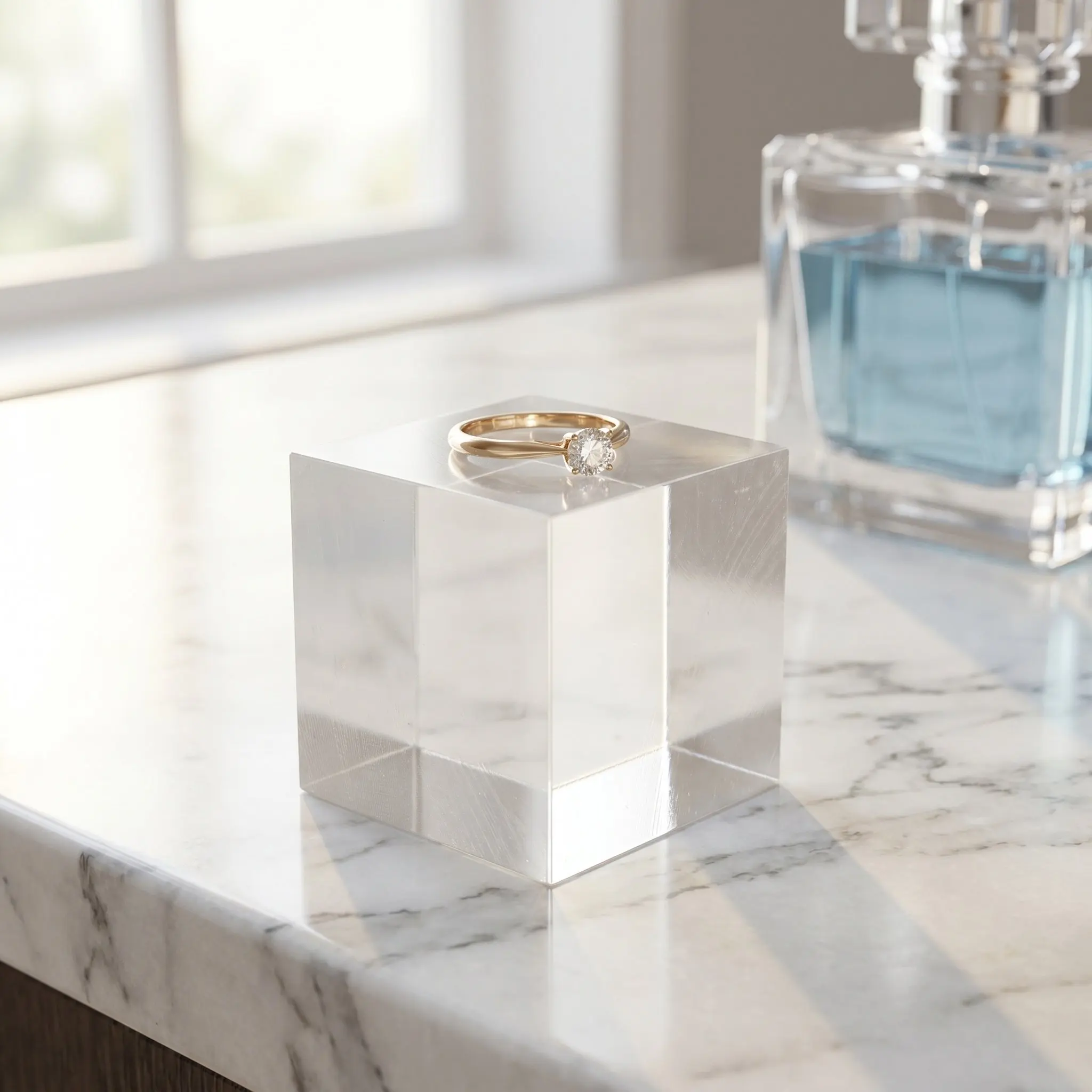 10Pcs Transparent Acrylic Cube Display Pedestal Clear Square Block Risers for Jewelry Ring Showcase Product Photography Party