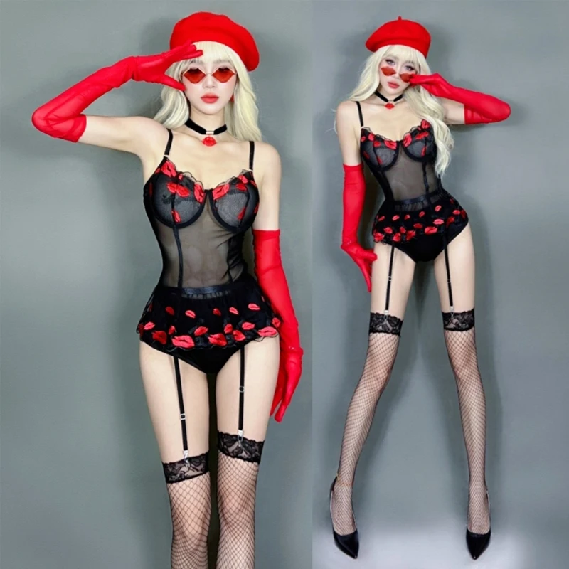 

Bar Nightclub DJ DS Gogo Dancer Costume Sexy Pole Dance Clothing Women Mesh Dress Shorts Rave Outfits Stage Dance Sets XS9903