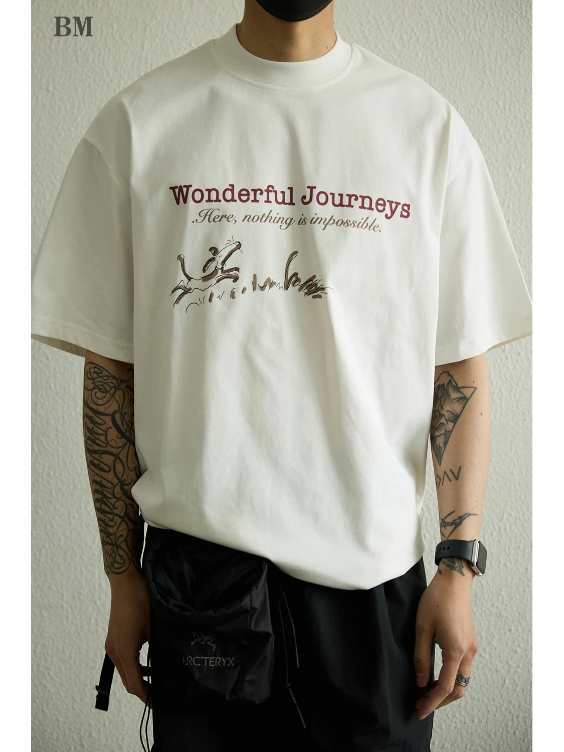 Men's Summer Heavyweight Cooling Breathable T-Shirt Letter Print Drop Shoulder Short Sleeve Loose Fit Casual Streetwear Tops