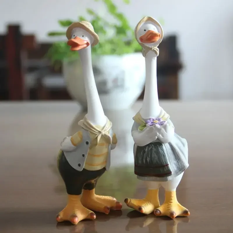 

Garden Statue Resin Duck Craft Figurines Duck Family Member Courtyard Ornaments Artwork Animal Sculptures Modern Home Decor