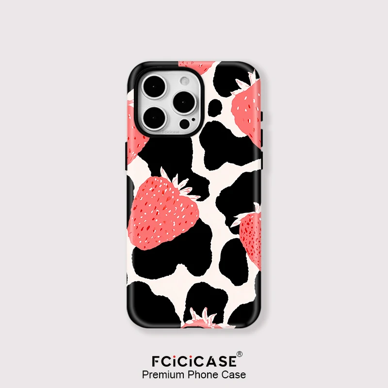 Чехол для телефона Fcicicase для iPhone 11, 12, 13, 14, 15, 16, Pro Max 16 Plus, магнитный чехол для беспроводной зарядки Magsafe Armor Strawberry Cover