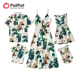 PatPat Family Matching Dresses Short-sleeve Shirts Allover Plant Floral Print Holiday Clothes