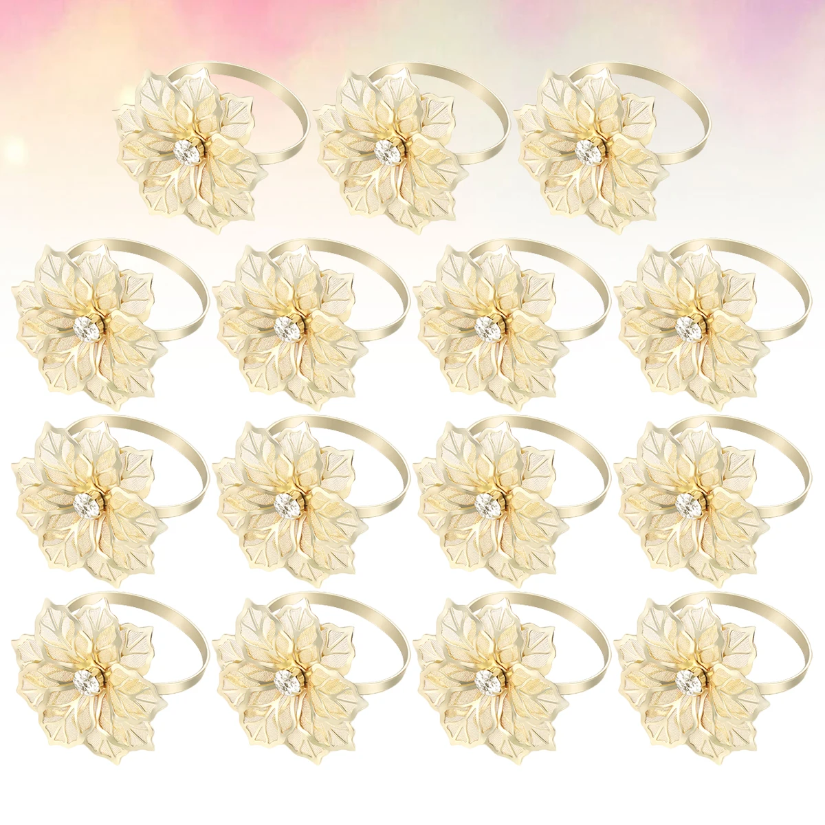 

15 Pcs Ring Elegant Flower Design Restaurant Hotel Napkin Ring Decor Serviette Buckles Home Office Bar Cafe Use