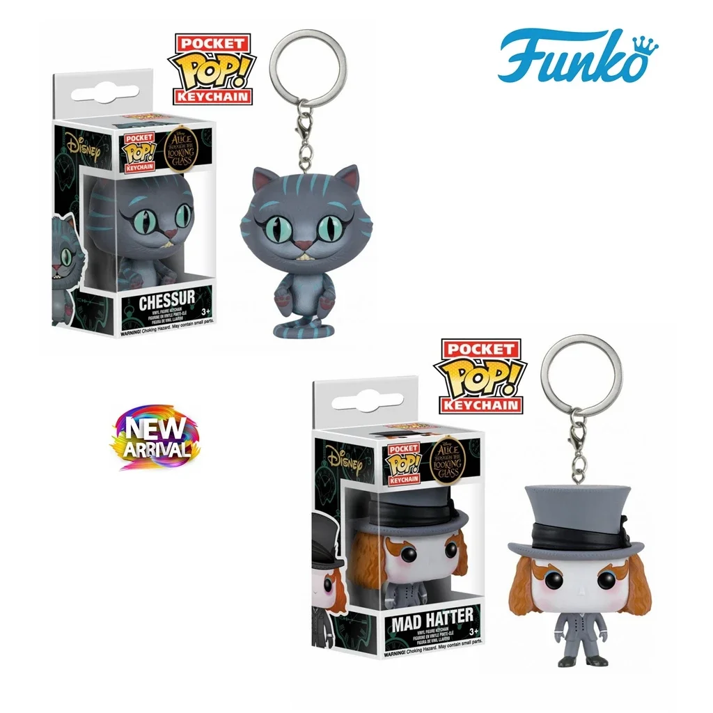 Funko DISNEY Película Alicia en el País de las Maravillas Gato Cheshire Sombrerero Loco Figura de Vinilo Llavero Juguetes Modelo Juguetes de Bolsillo Pop Llavero