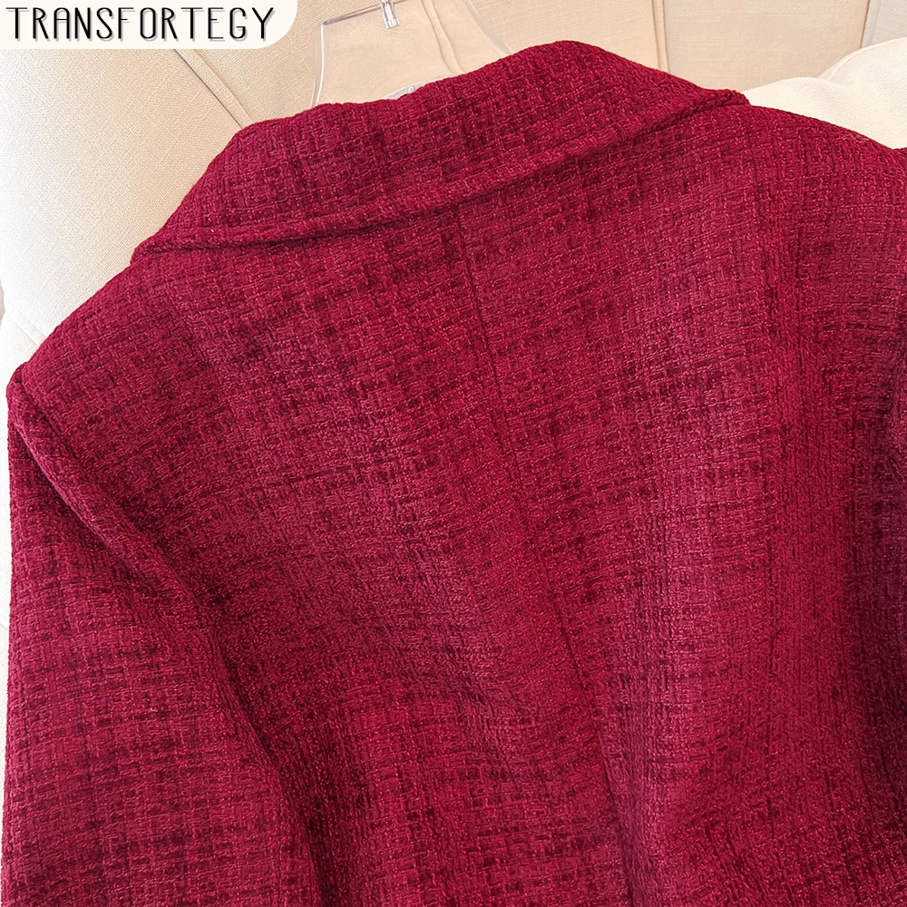 Abrigo informal de invierno de talla grande para mujer, top rojo cálido y grueso para ir al trabajo, abrigo corto de algodón con clip para ropa de mujer de talla grande 2024