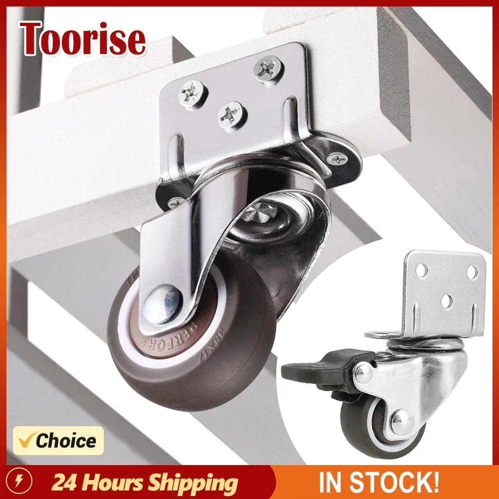 4PCS/Set Furniture Castors Heavy Duty Casters Stable Swivel Plate Casters L-Shaped Soft Rubber Caster Wheels Durable Sturdy