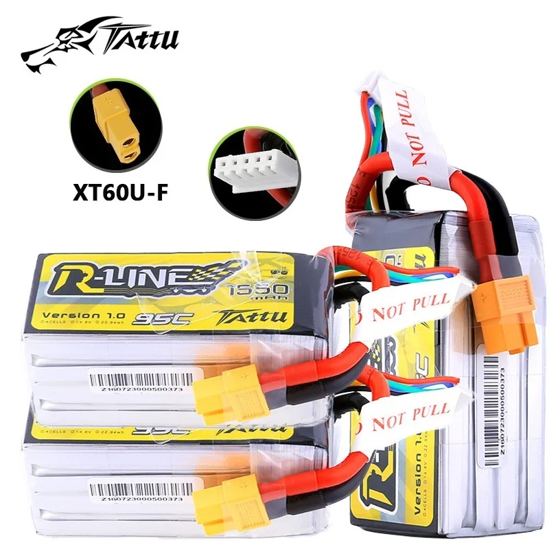 TATTU R-LINE 1.0 14.8V Lipo Battery 1550mAh 95C For RC FPV Airplane Quadcopter Helicopter Drone Parts 4S Rechargeable BATTERY