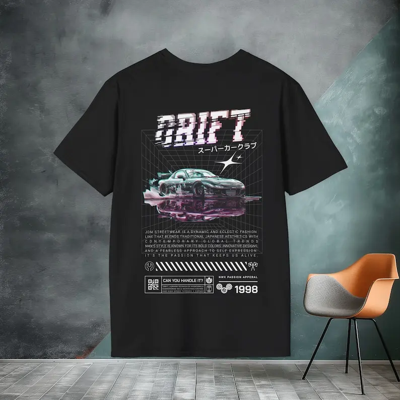 JDM Japan Streetwear Car T-Shirt - RX7 DRIFT Turbo Tuning, Japanese Streetracing