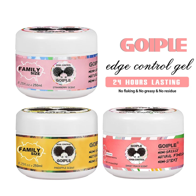 GOIPLE 8.25oz Edge Control Gel for Lace Wig Styling Wax Product 24 Hour Strong Hold Down Slick Baby Hair Black Finshing Cream