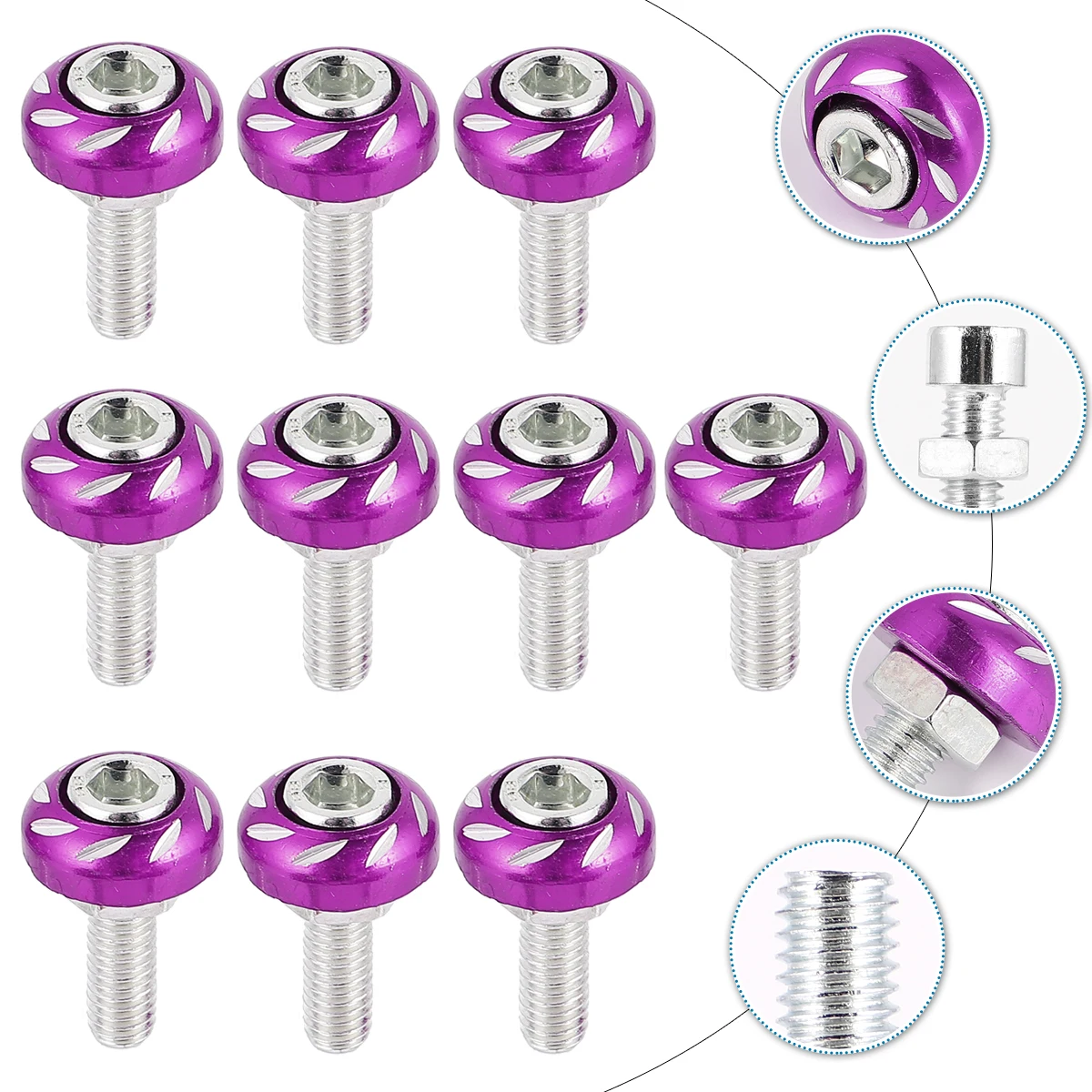

20pcs Colorful License Plate Aluminum Alloy Motorcycle Decorative Bolts Motorbike Fasteners Electrocar Screws Modified Parts