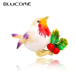 Blucome Multicolor Robin Bird Brooch Pins High Quality Enamel Animal Brooches For Friends Christmas New Year Jewel