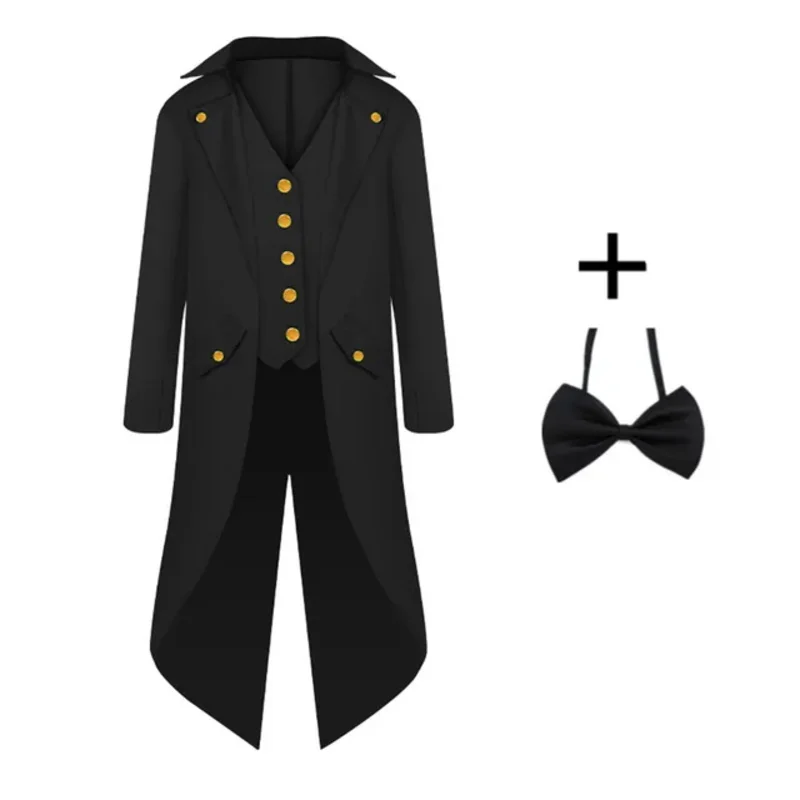 เสื้อทักซิโด้เด็กสไตล์โกธิคเสื้อผ้าแนวย้อนยุคยุคกลางสำหรับเด็กเรอเนสซองสเตมพังค์เสื้อคลุมคอสตูมฮาโลวีนเสื้อคลุมทักซิโด้