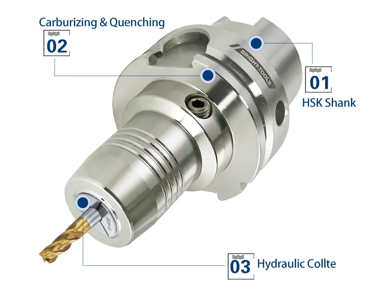 High clamping force Hydraulic chuck DIN69893 HSK63 HSK100 Hydraulic tool holders HSK63F-HY10-80