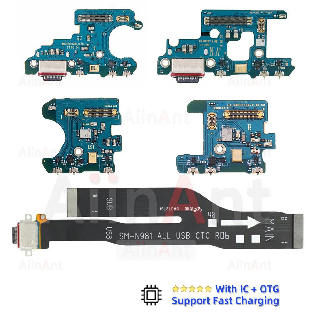 Aiinant-Placa de carga con puerto USB, Cable flexible para Samsung Galaxy Note 10, 20, Ultra Plus Lite, N986B, N981B, N976F, N975F