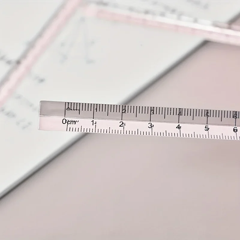 قطعة واحدة - مسطرة مثلثة شفافة مع مقياس - أداة رسم وقياس متعددة الوظائف، بلاستيك متين، قرطاسية للطلاب #5