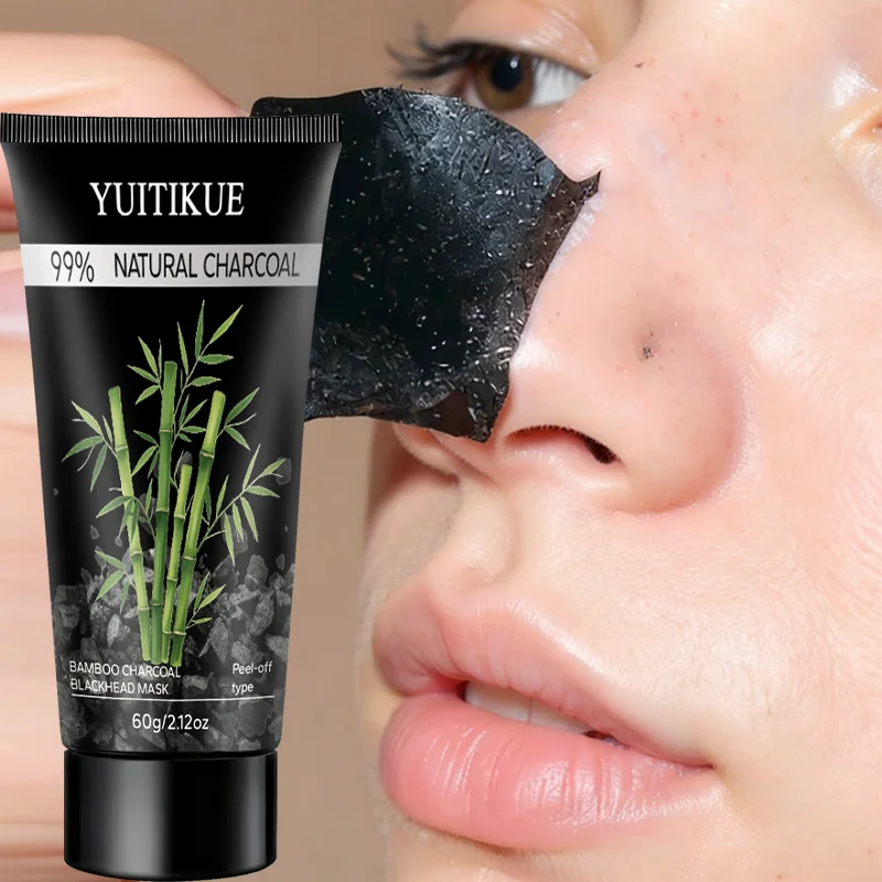Mascarilla Facial de Carbón de Bambú YUITIKUE, 60g, Mascarilla Exfoliante para Eliminar Puntos Negros y Limpieza Profunda